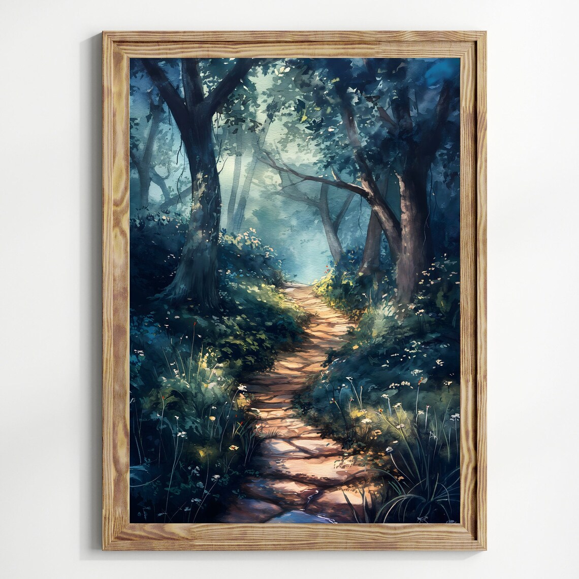 Fairytale Forest Watercolor Landscape Art Print