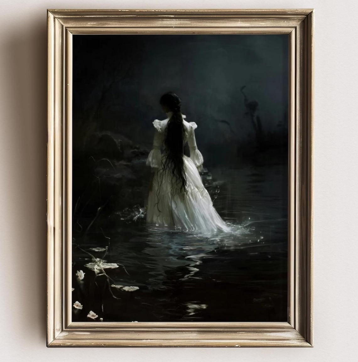 Dark Lake Gothic Victorian Art Print, Dark Academia