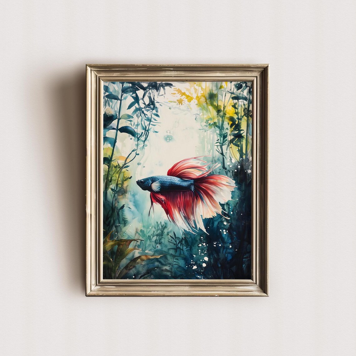 Aquarell Betta Fisch Painting Betta Fish Watercolor Print Of Fish Aquarium Painting Betta Art Aquarium Lover Gift For Betta Fisch Owner - Image 2
