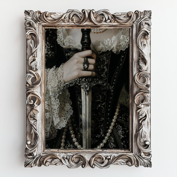 Victorian Woman With Sword, Gothic Wall Art Print