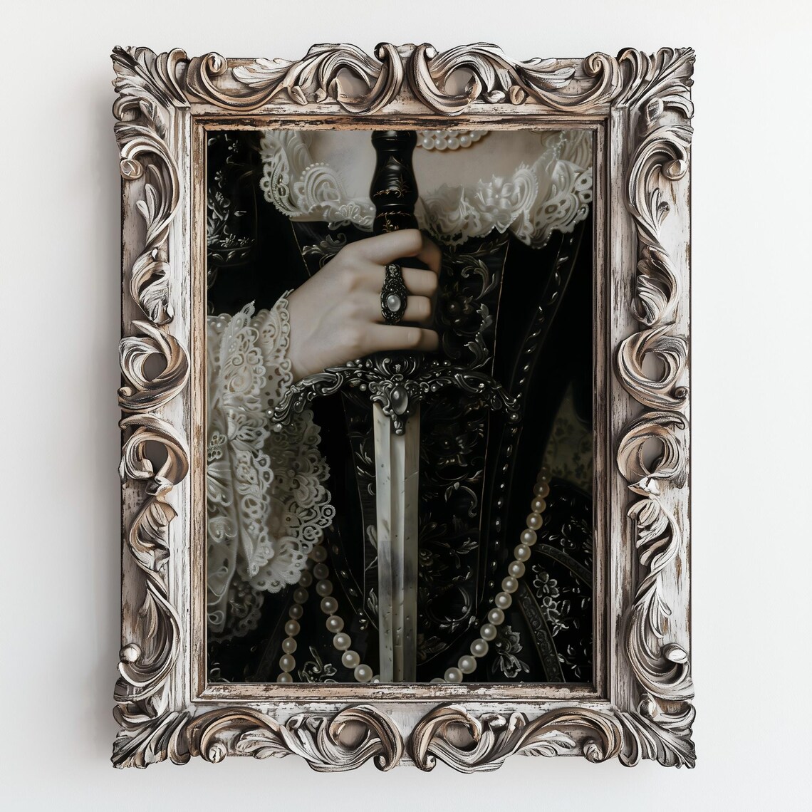 Victorian Woman With Sword, Gothic Wall Art Print