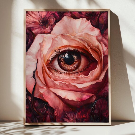 All Seeing Flower Floral Witchy Room Decor Flower With Eye Art Print Mystical Eye Poster Whimsigoth Maximalist Home Decor Macabre Art