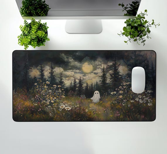 Moody Ghost Halloween Art Print, Dark Academia