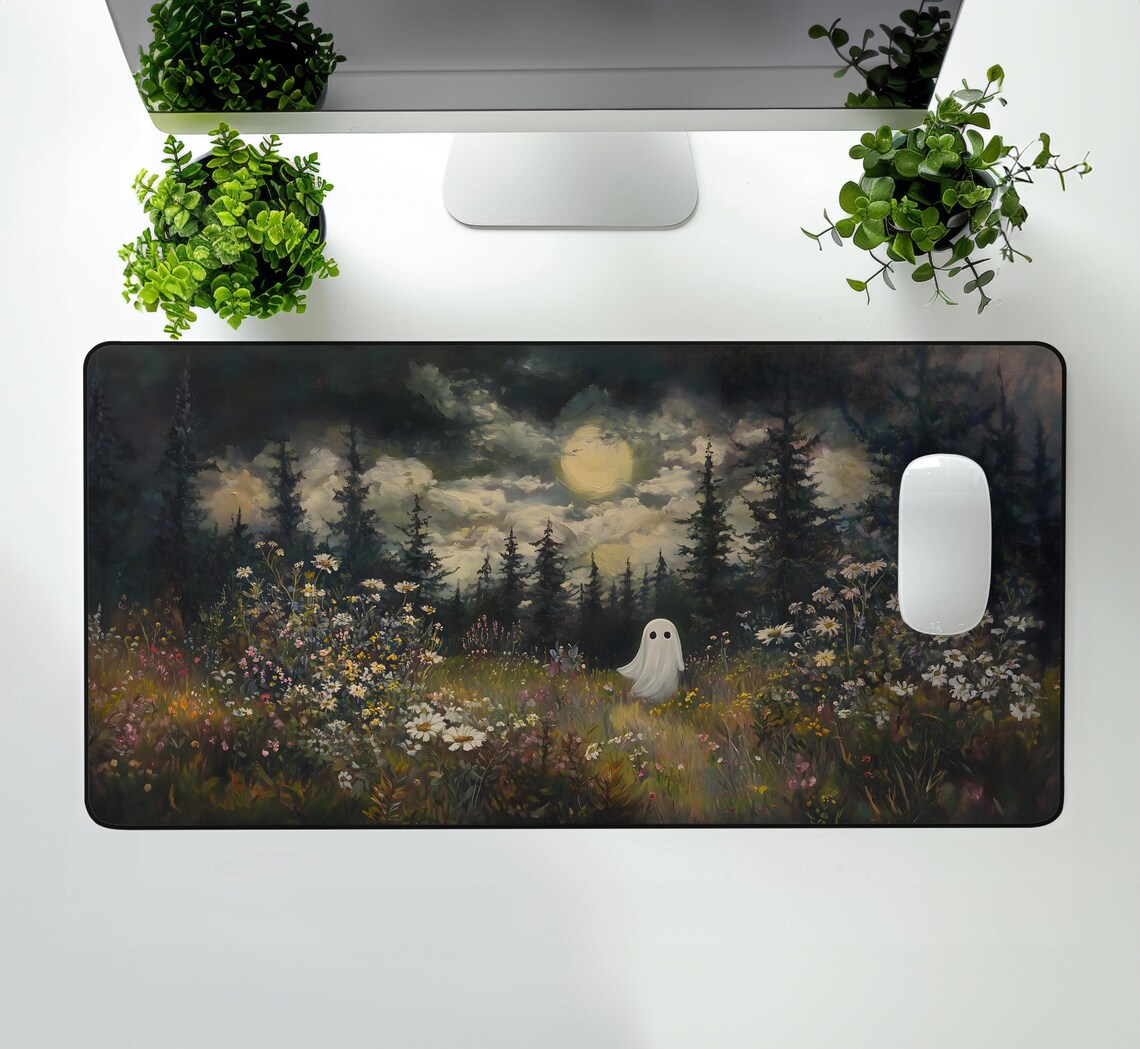 Moody Ghost Halloween Art Print, Dark Academia