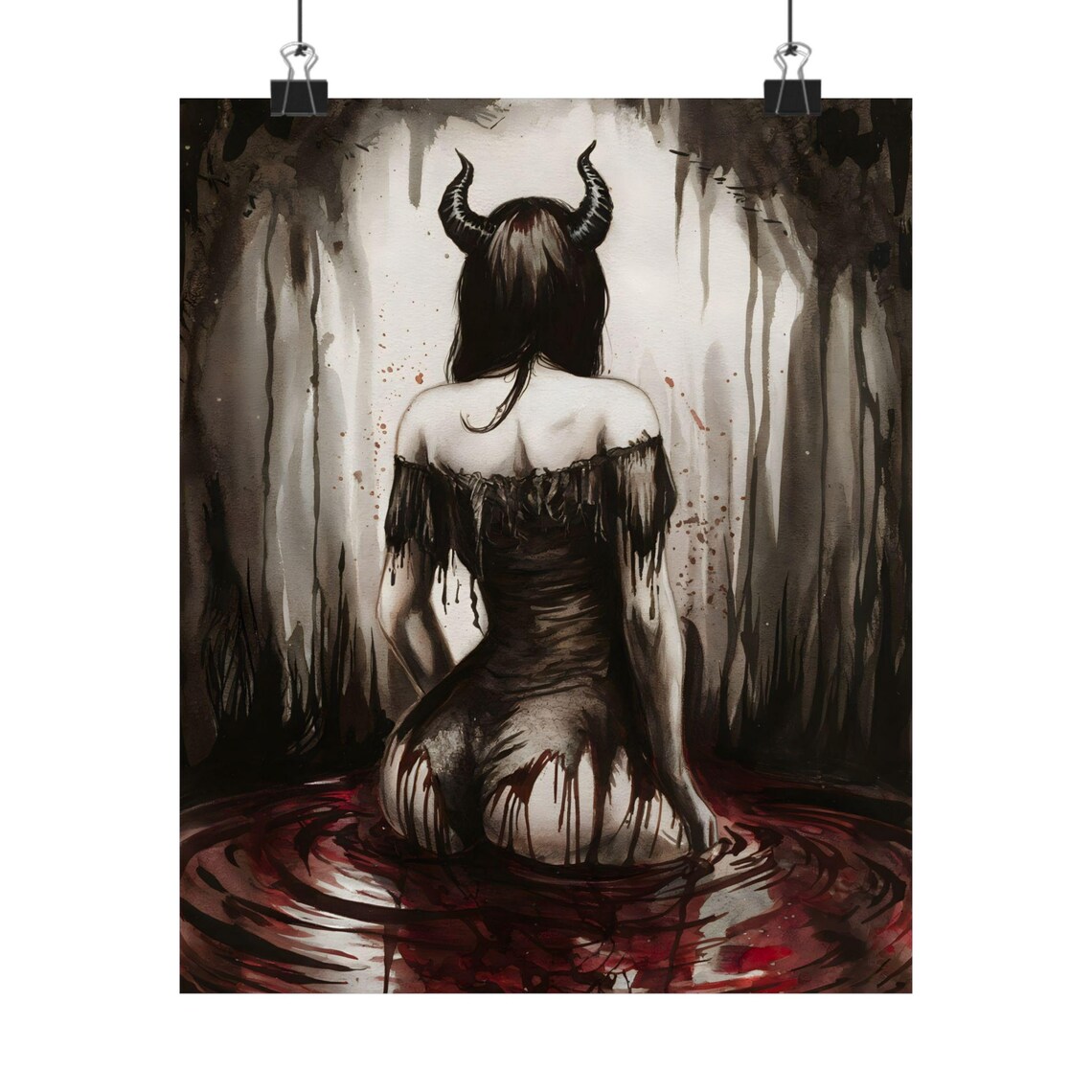 Lilith Gothic Art Print, Dark Academia Portrait - Image 2