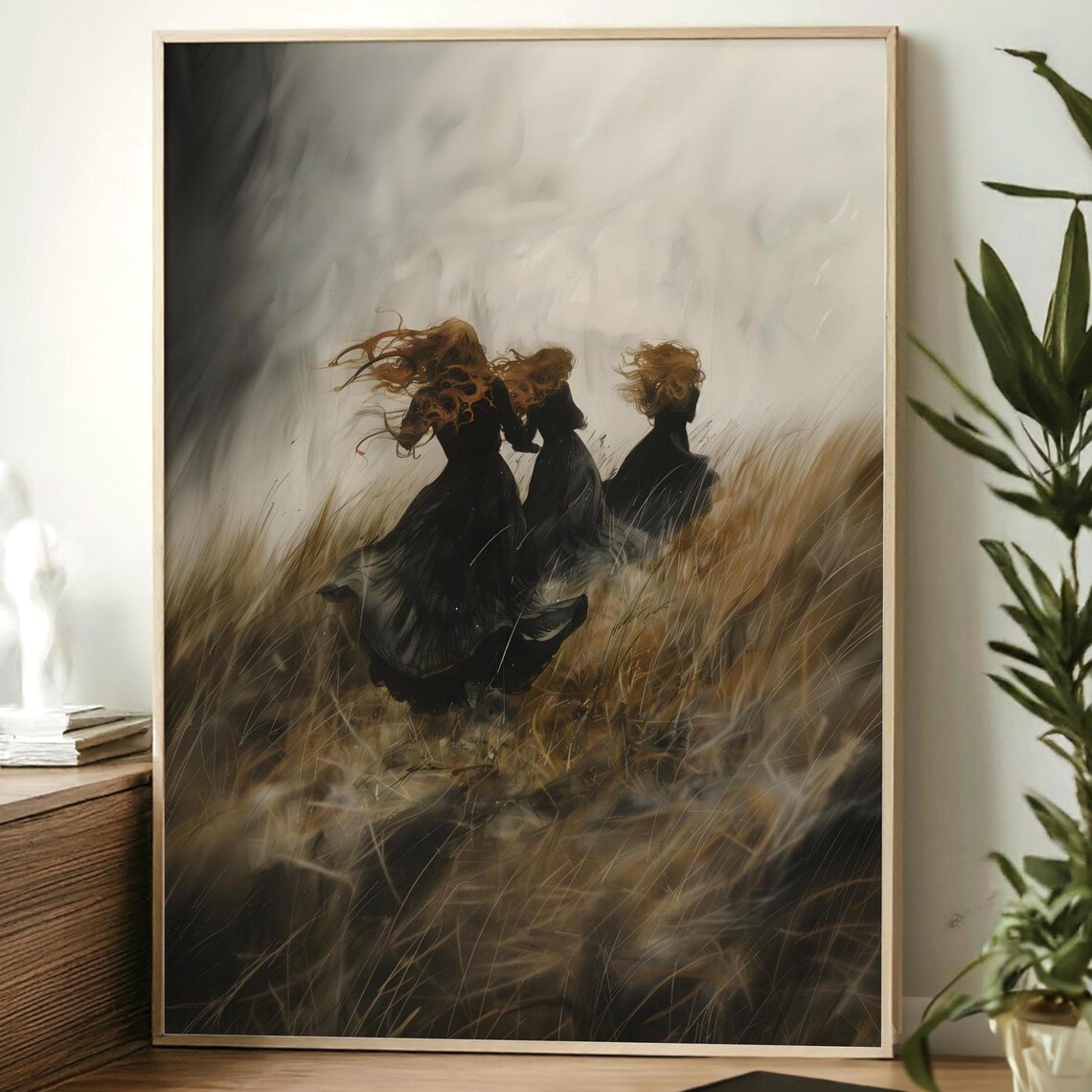 Three Witches in Windswept Golden Field Moody Dark Witchy Poster - Image 3