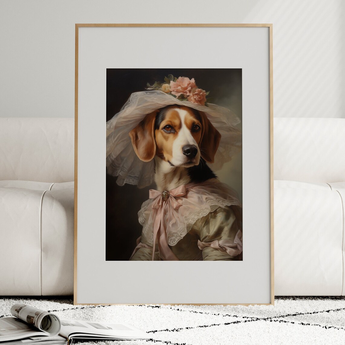 Beagle Dog In Victorian Dress Lace Veil Regal Aristocrat Pet Poster - Image 2