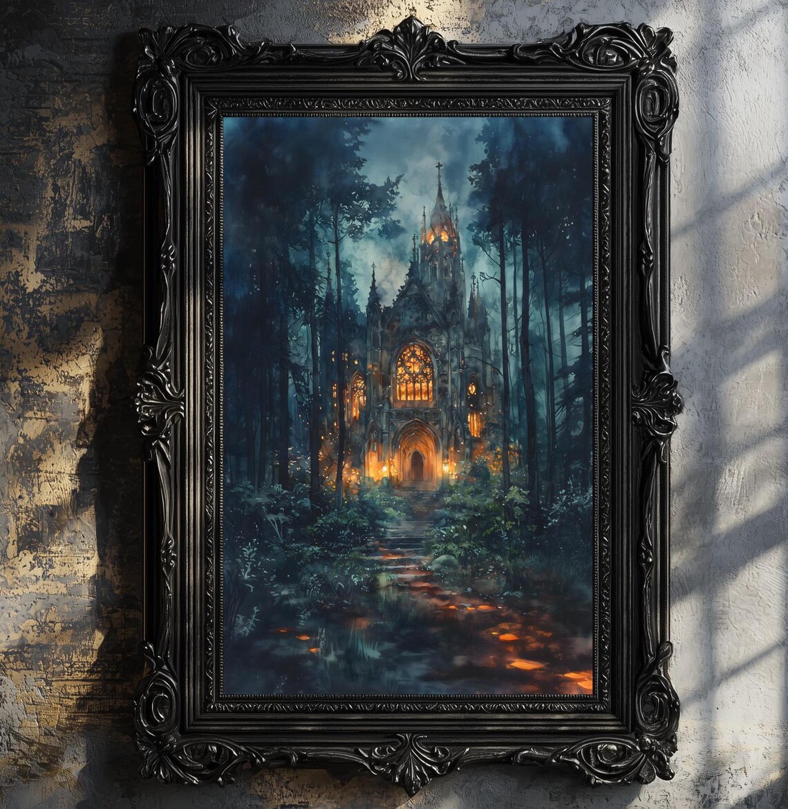 Gothic Cathedral Art Moody Gothic Decor Victorian Painting Dark Academia Art Draculas Castle Print Gothic Home Decor Gift