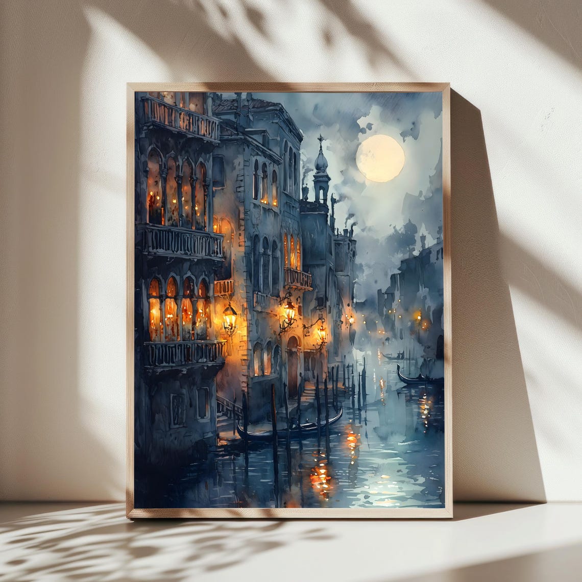 Venice Print Moody Watercolor Dark Wall Art Dark Academia Style Moody Florence Italian City Gothic Painting Watercolor Landscape - Image 2