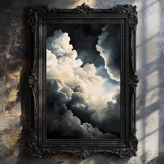 Big Clouds Dark Academia Print Goth Moody Victorian Wall Art Dark Decor Aesthetic Dark Cottagecore Gothic Prints