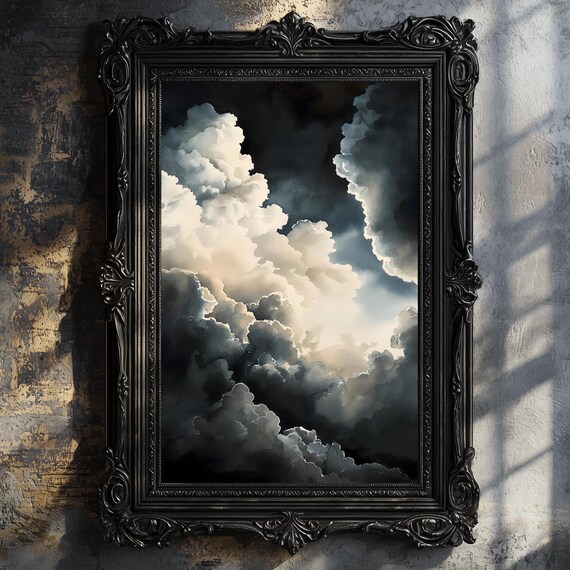 Light Breaking Through Dark Storm Clouds Tunnel Dramatic Sky Art Print