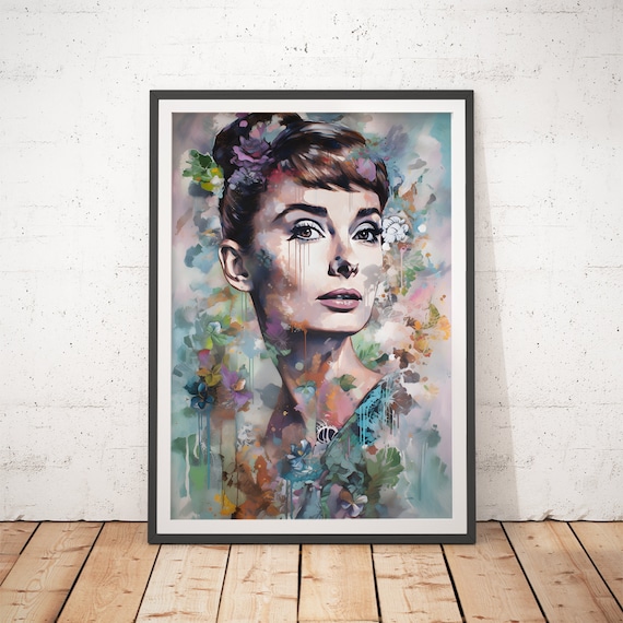 Audrey Hepburn Dreamy Abstract Floral Portrait Movie Icon Poster