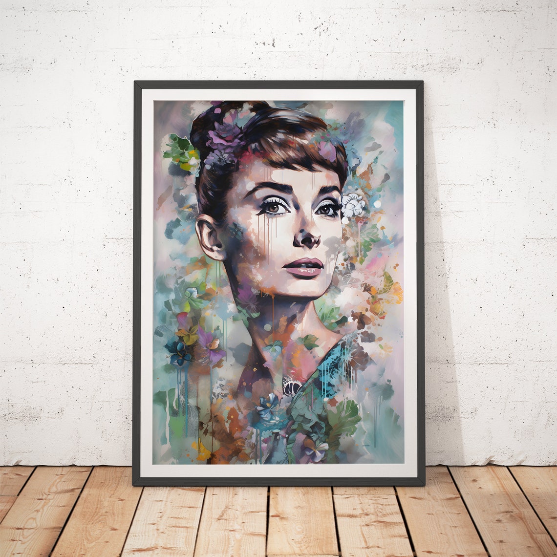 Audrey Hepburn Dreamy Abstract Floral Portrait Movie Icon Poster