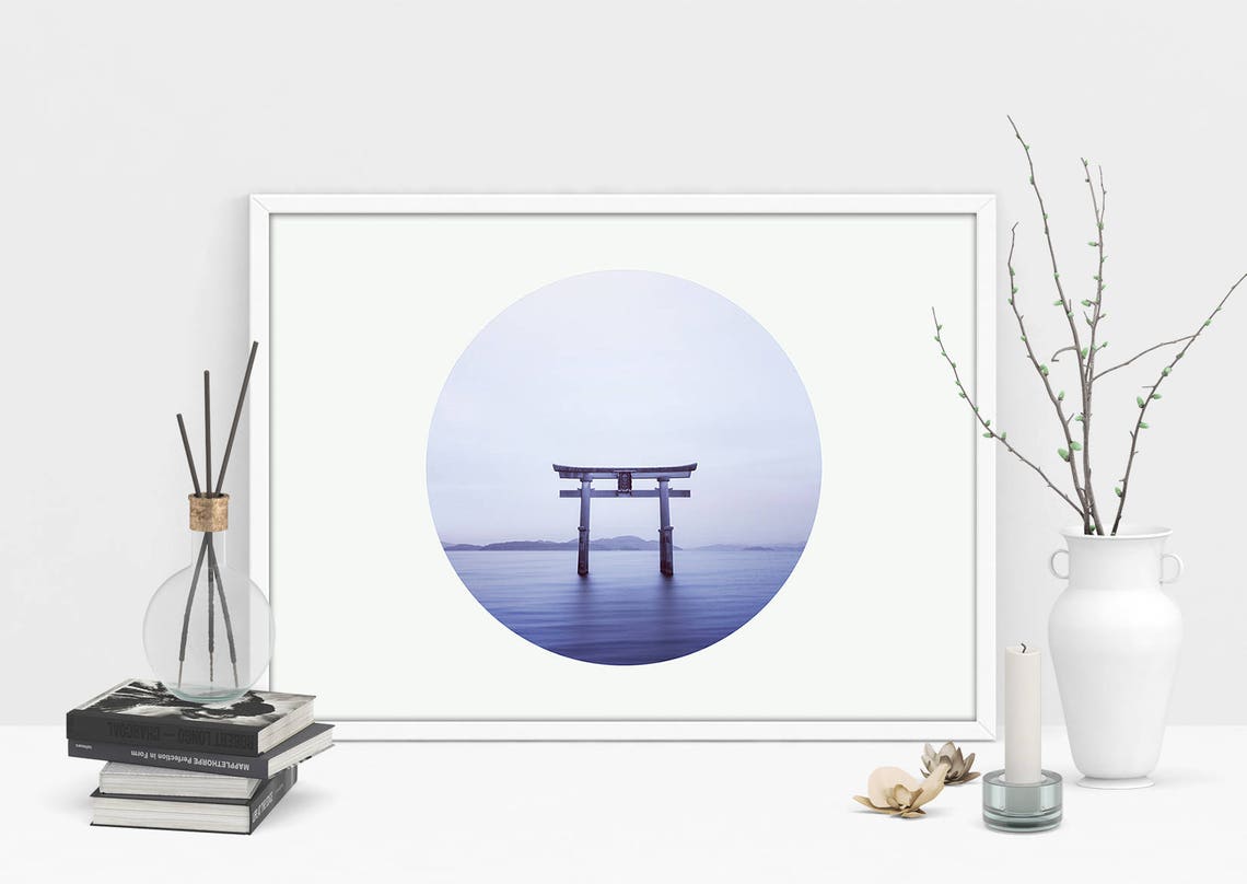 Torii Gate Circle Poster Zen Japanese Minimalist Meditation Wall Decor - Image 2