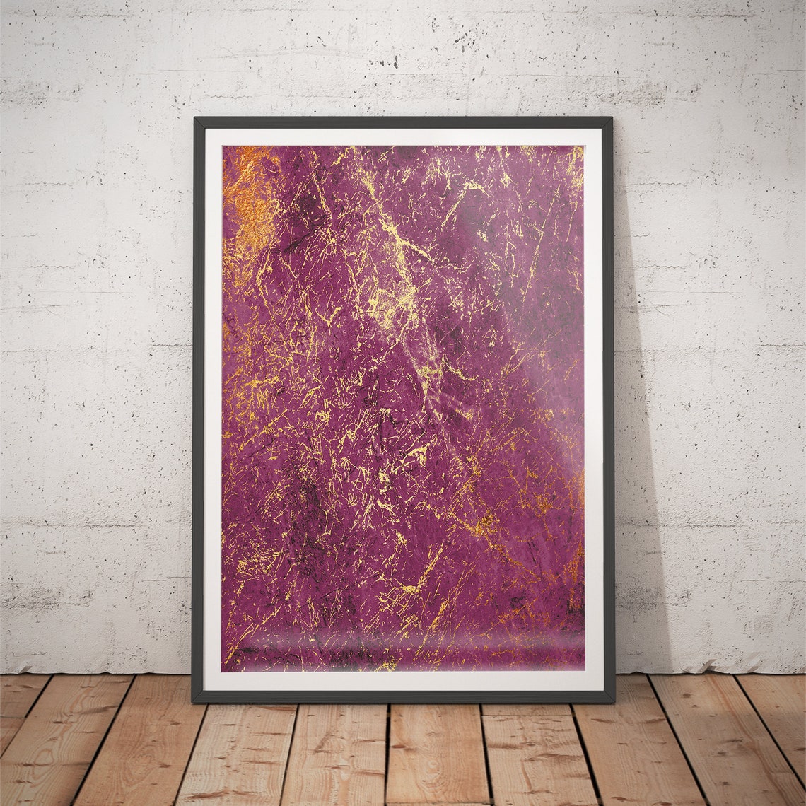 Magenta Pink Marble Gold Vein Textured Modern Glam Art Poster