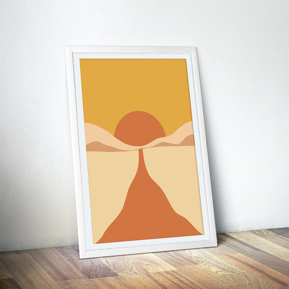 Golden Sun Setting Over Desert Dunes Mid Century Boho Art Poster - Image 4