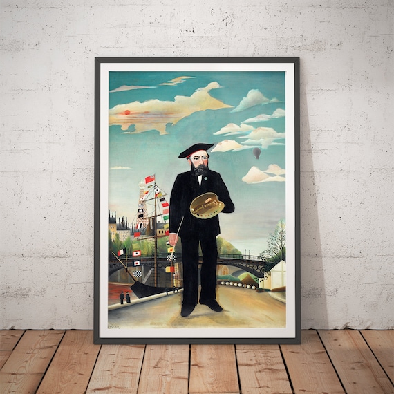 Henri Rousseau Myself Portrait-Landscape Naïve Self Portrait Poster