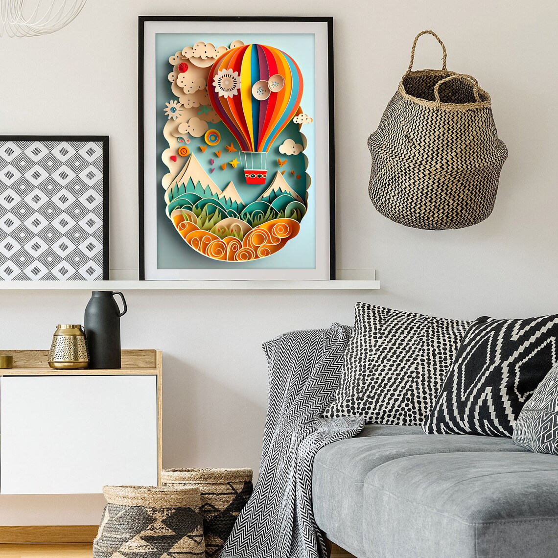 Hot Air Balloon Nursery Decor Paper Cut Art - Image 2