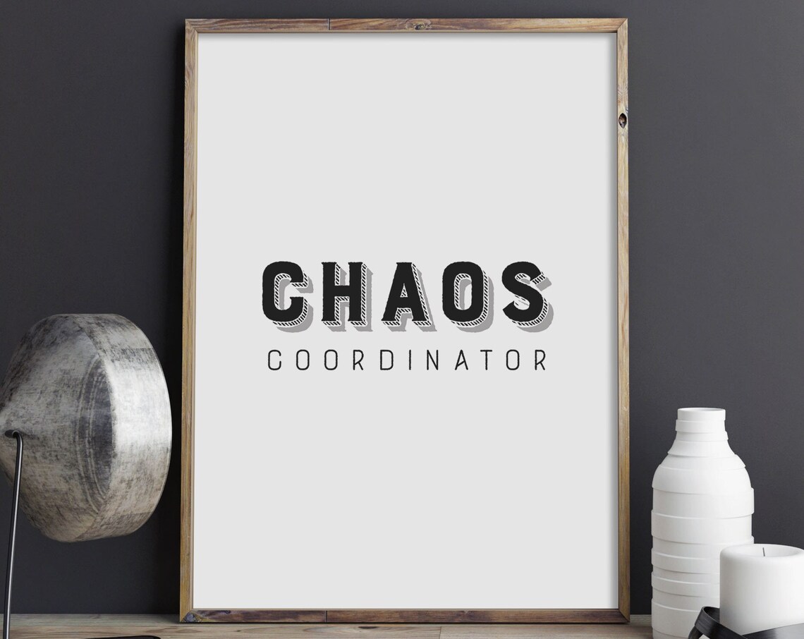 Chaos Coordinator Bold Vintage Letterpress Funny Quote Poster
