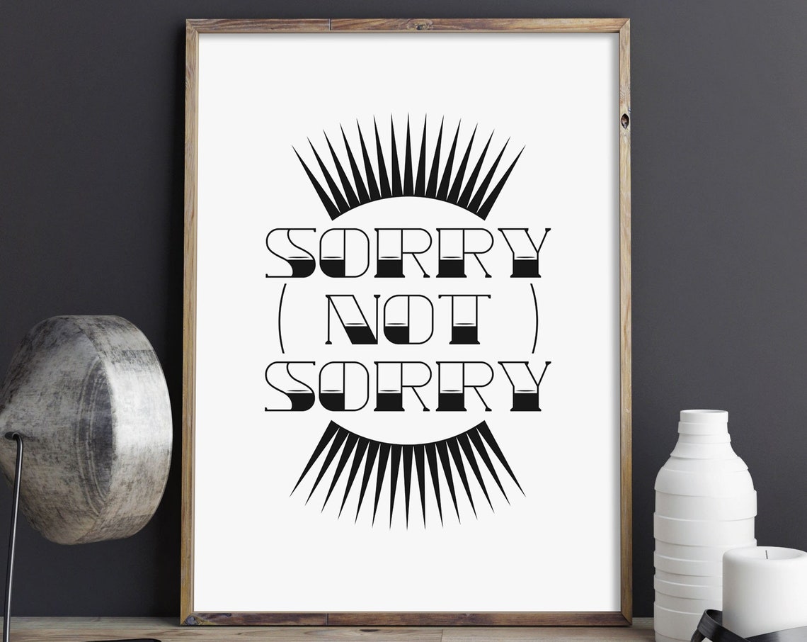 Sorry Not Sorry Retro Eyelash Sunburst Art Deco Funny Poster