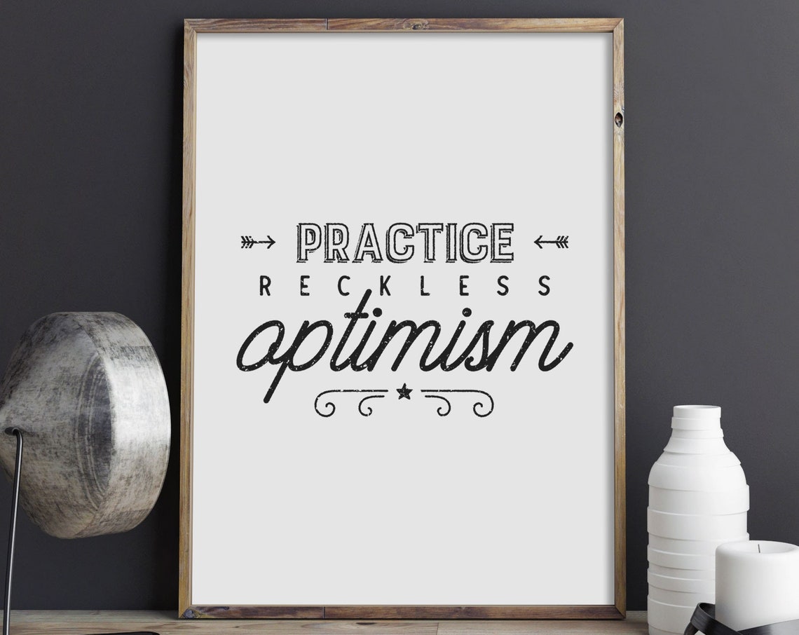 Practice Reckless Optimism Vintage Typography Arrows Star Poster