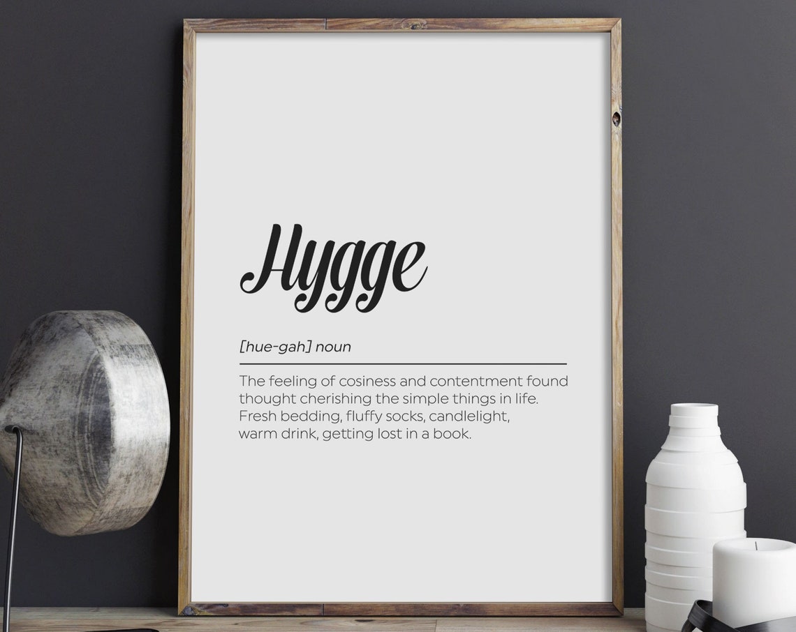 Hygge Definition Cozy Danish Living Dictionary Style Typography Poster