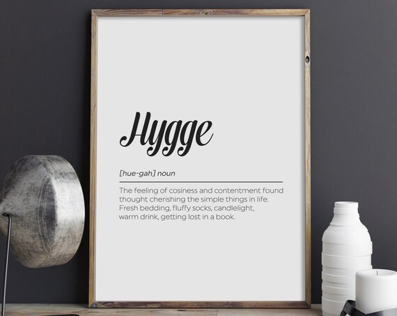 Hygge Definition Cozy Danish Living Dictionary Style Typography Poster