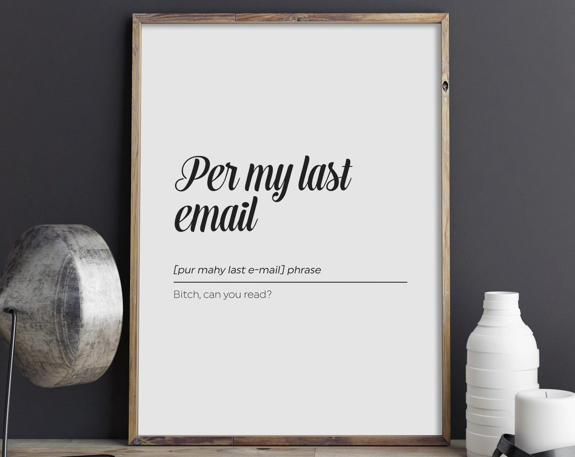 Per My Last Email Funny Definition Dictionary Style Office Wall Art