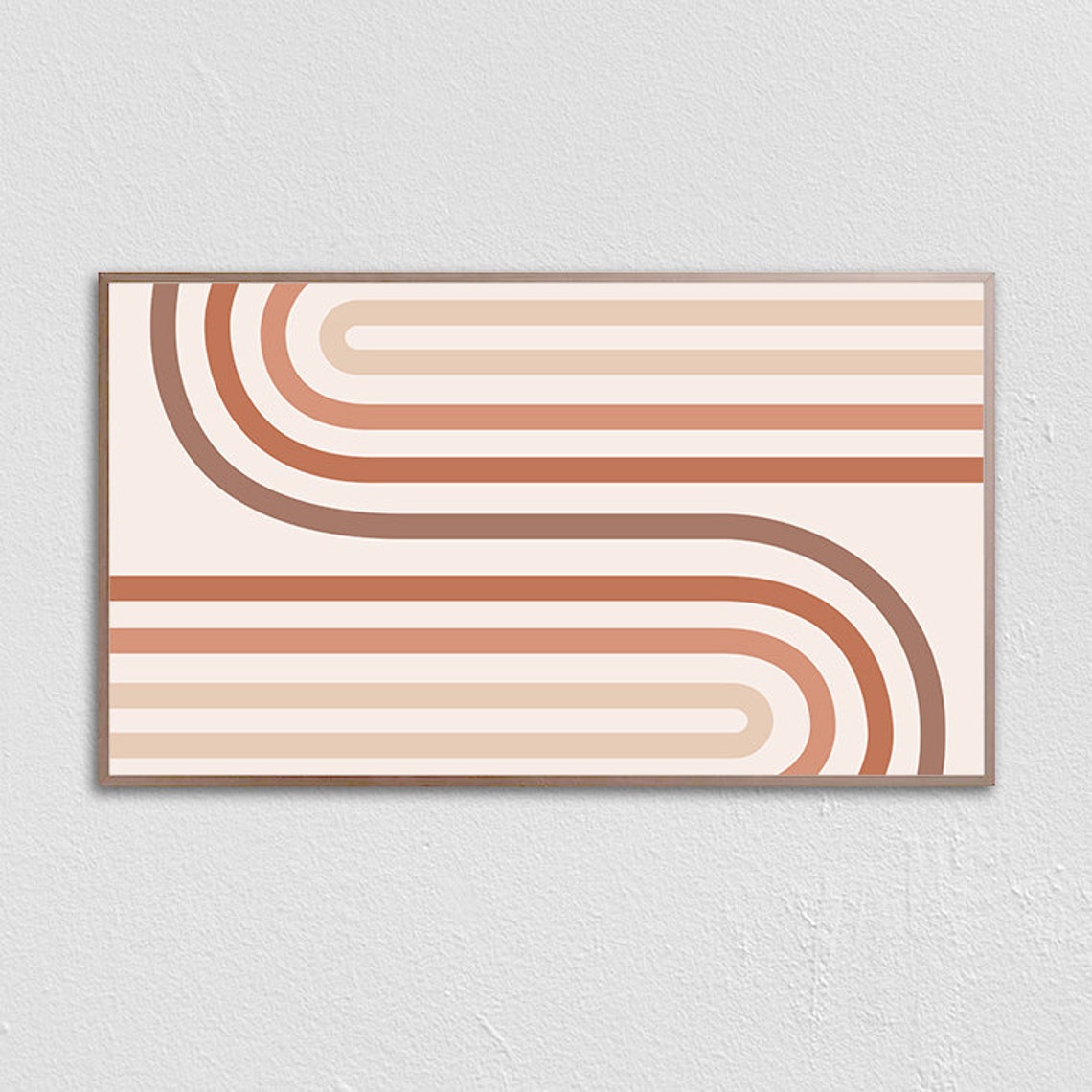 Mid Century Modern Retro Rainbow Arches Terracotta Abstract Print