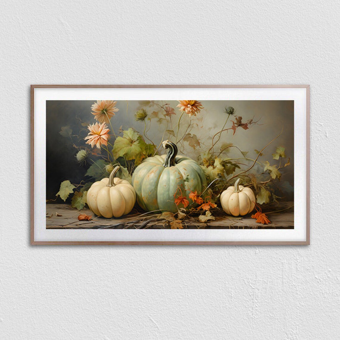 Pastel Pumpkins Teal Harvest Fall Art Print - Image 2
