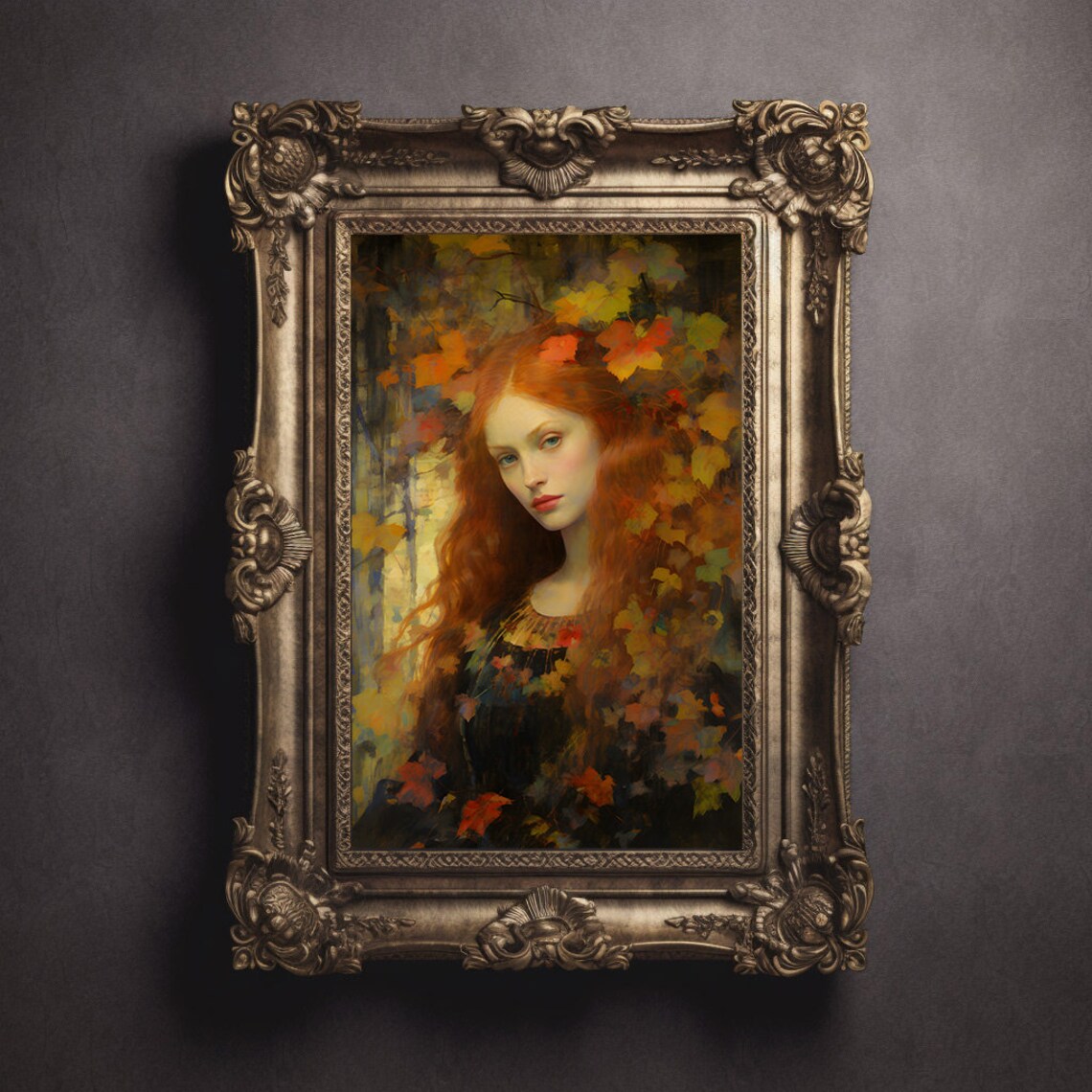 Victorian Woman Oil Painting, Dark Academia Portrait - Image 2