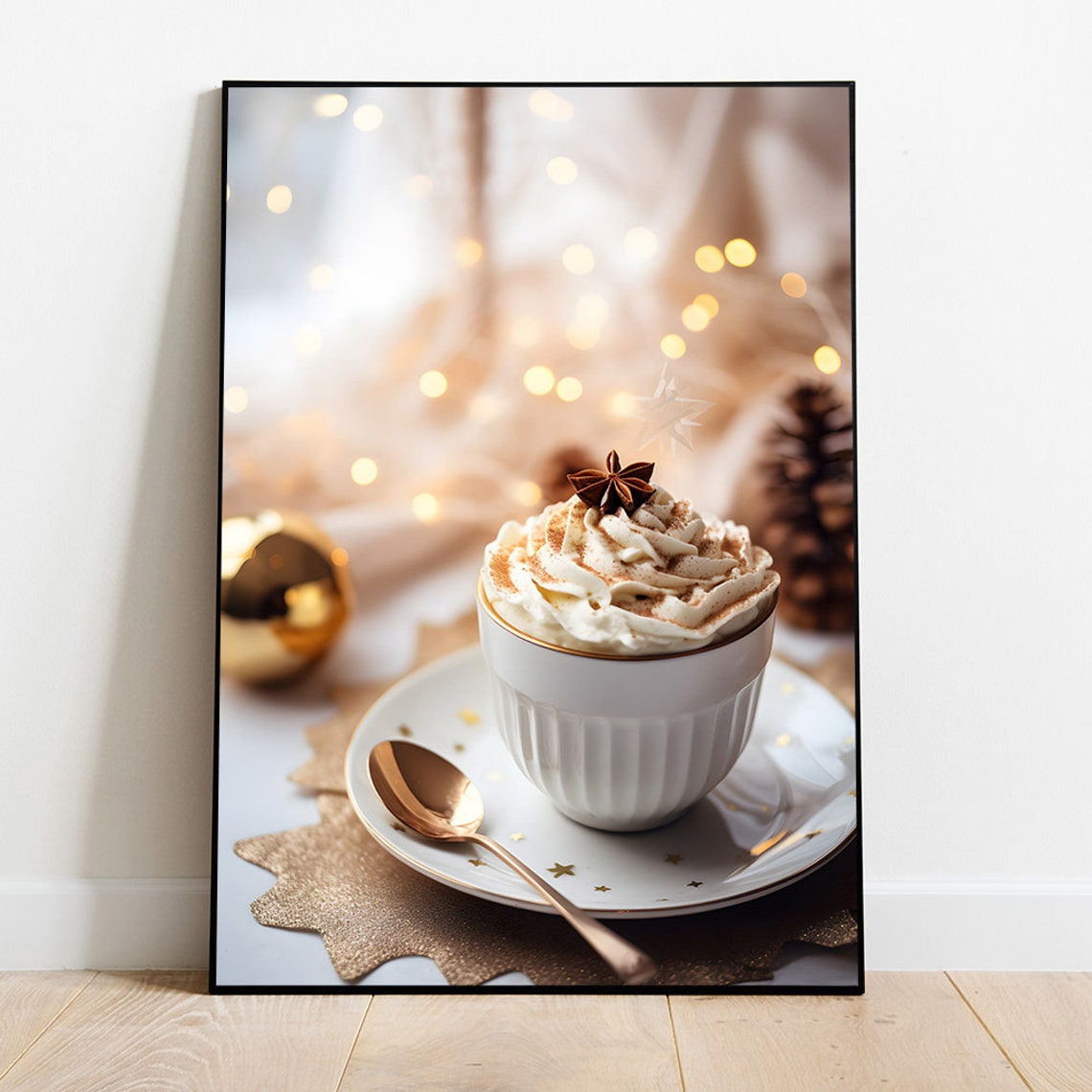Hot Chocolate With Whipped Cream Christmas Drink Holiday Art Poster