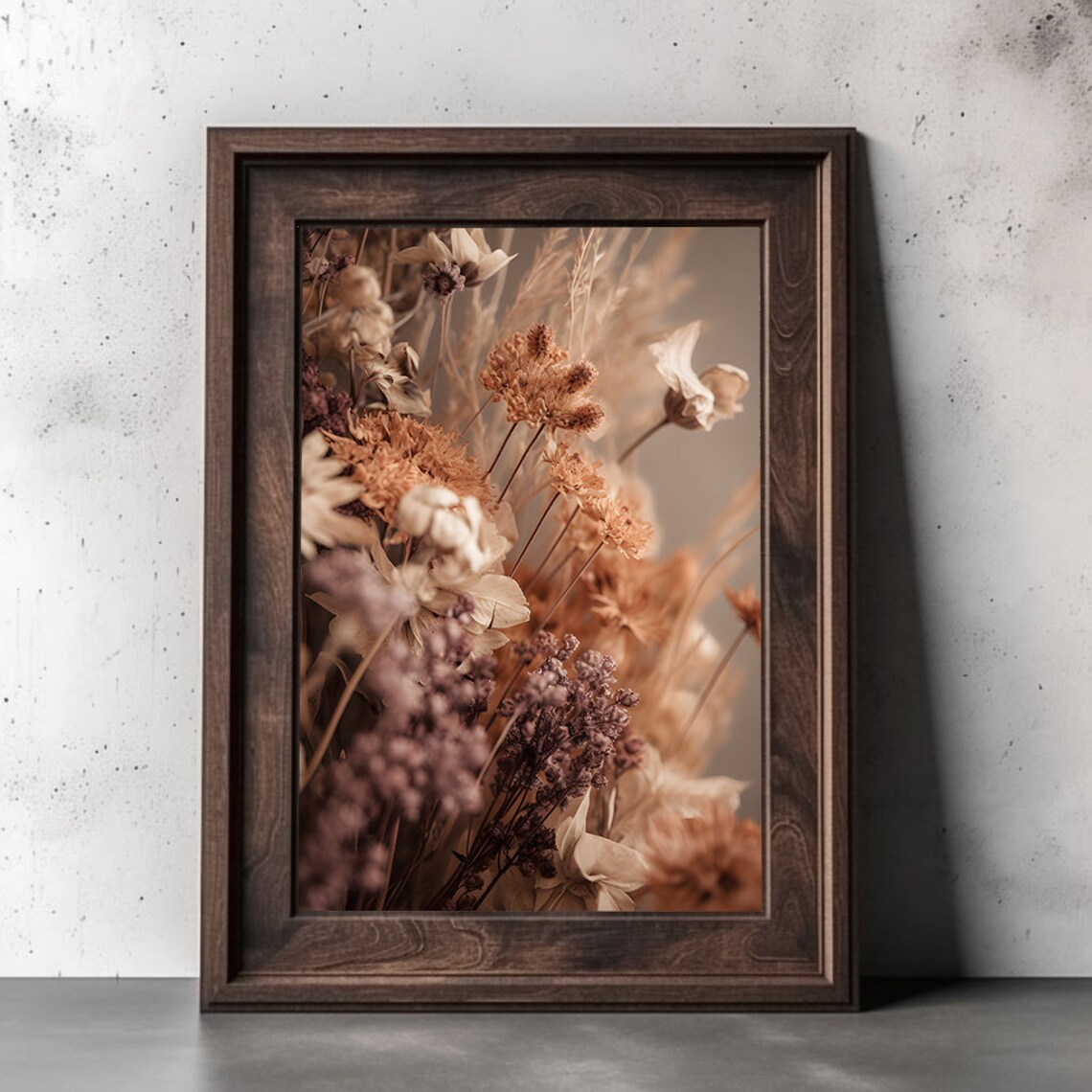 Dried Flowers Bouquet Macro Warm Beige Botanical Photography Print - Image 2
