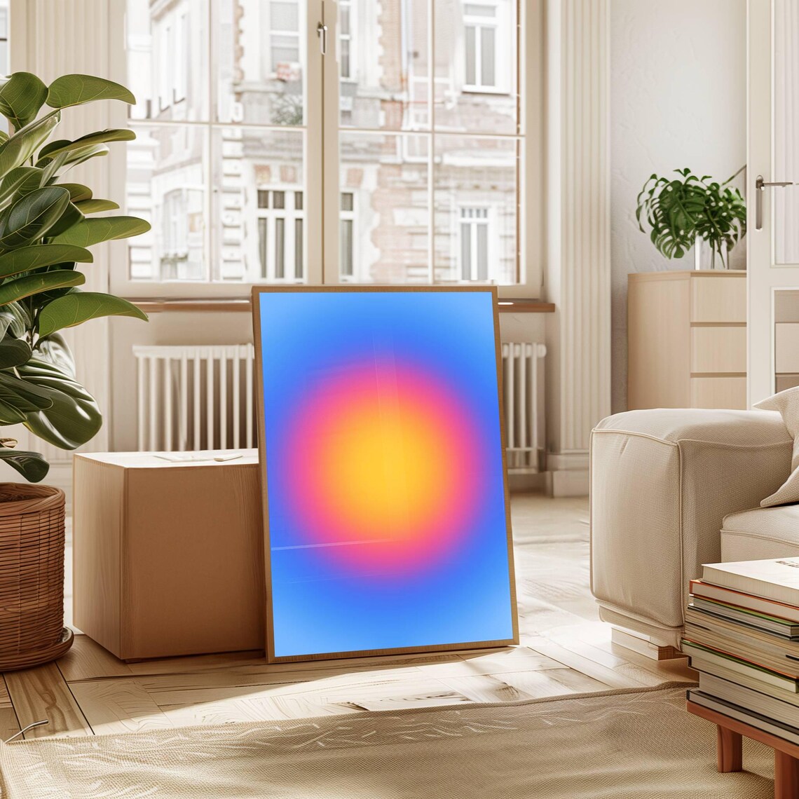 Blue Pink Aura Gradient Glow Minimalist Dreamy Abstract Art Poster - Image 3