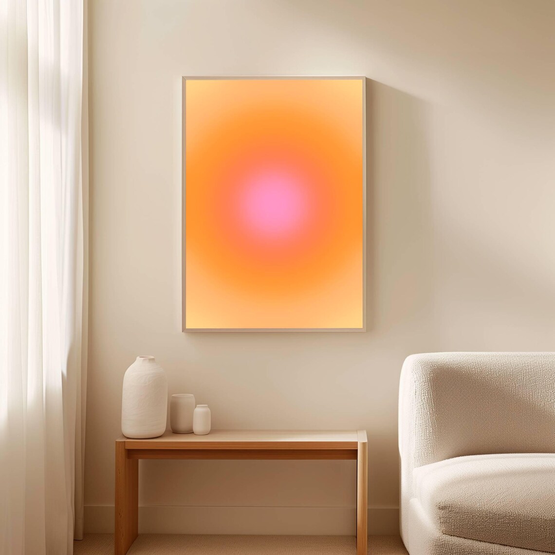 Aura Print No17, Pastel Orange and Pink Art Print - Image 2