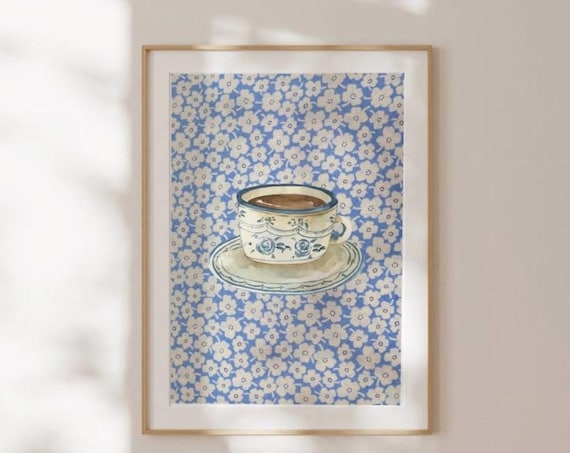 Coffee With Grandma Vintage Watercolor Art Print