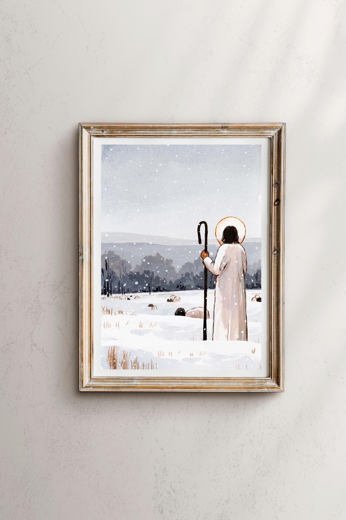 The Good Shepherd In Winter, Jesus Christ Art