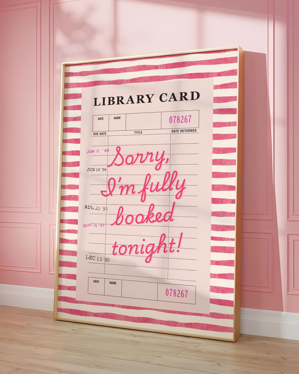 Library Card Sorry I'm Fully Booked Tonight Art Print