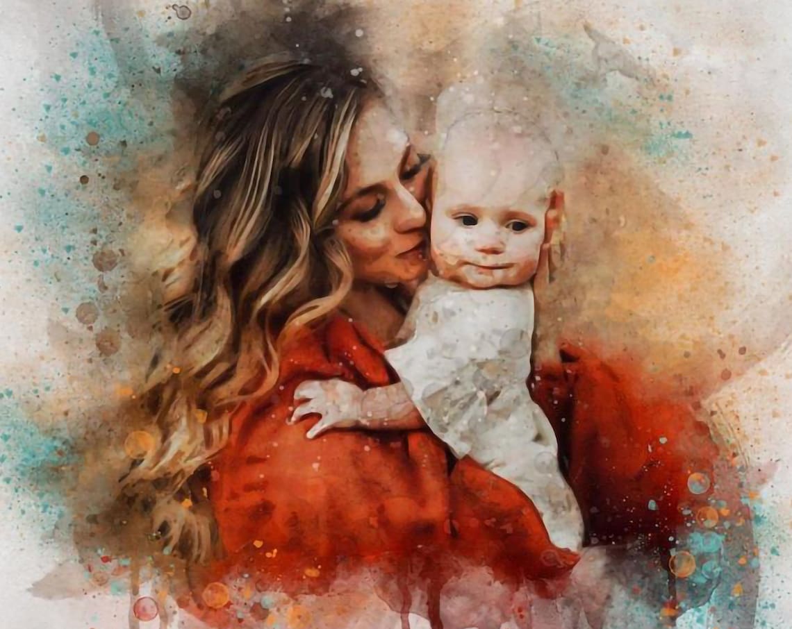 Watercolor Family Portrait, Mother's Day Art Print - Image 2