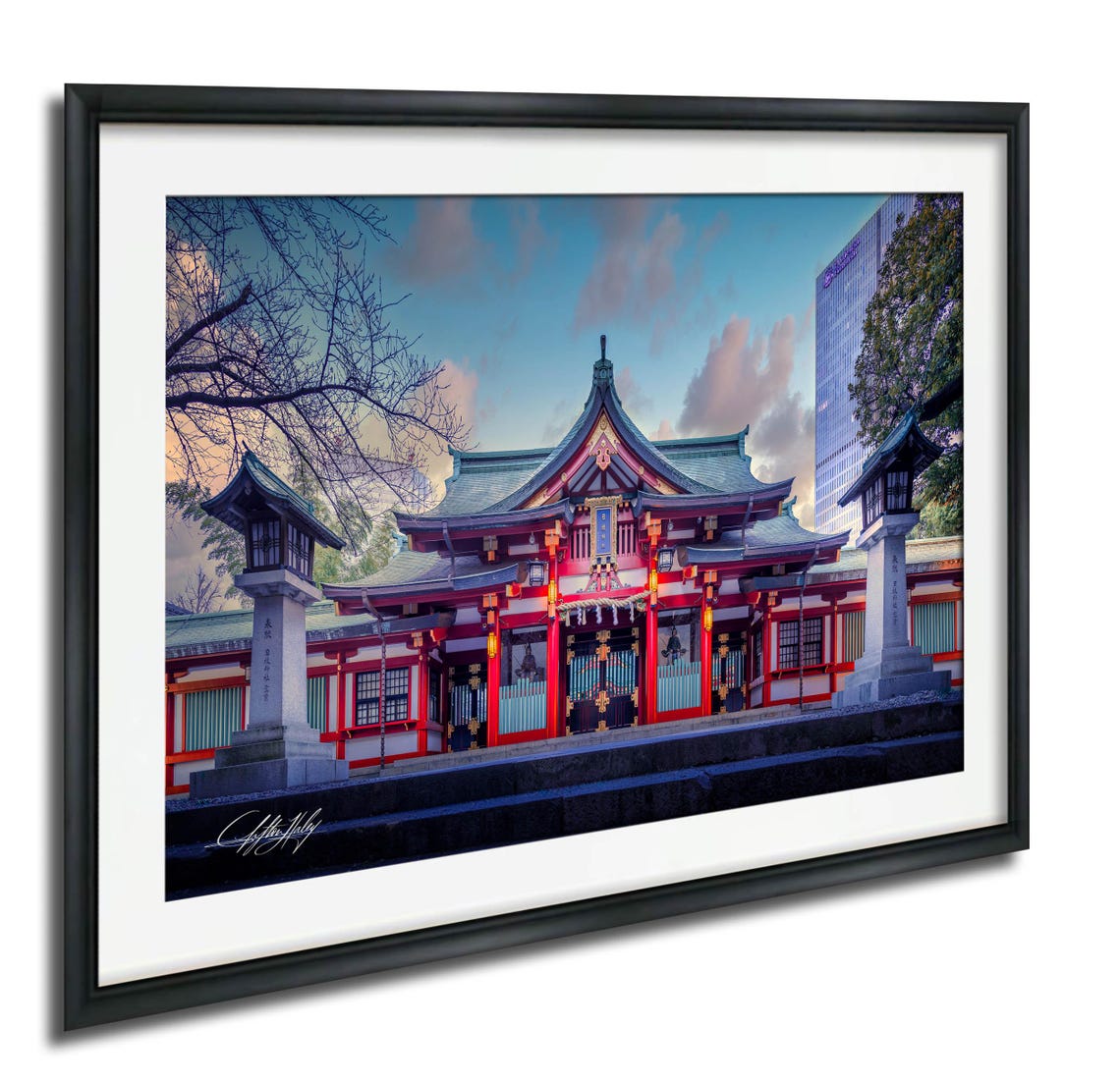 Hiejinja Shrine Tokyo Red Main Hall Stone Lanterns Dusk Poster