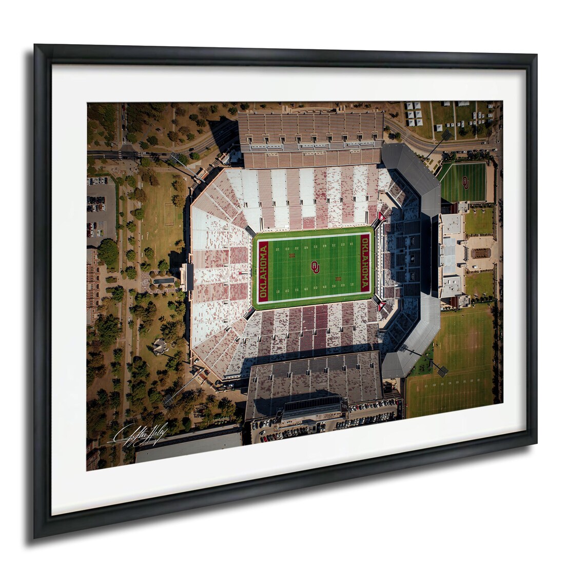 Oklahoma Sooners Memorial Stadium Aerial View Football Poster