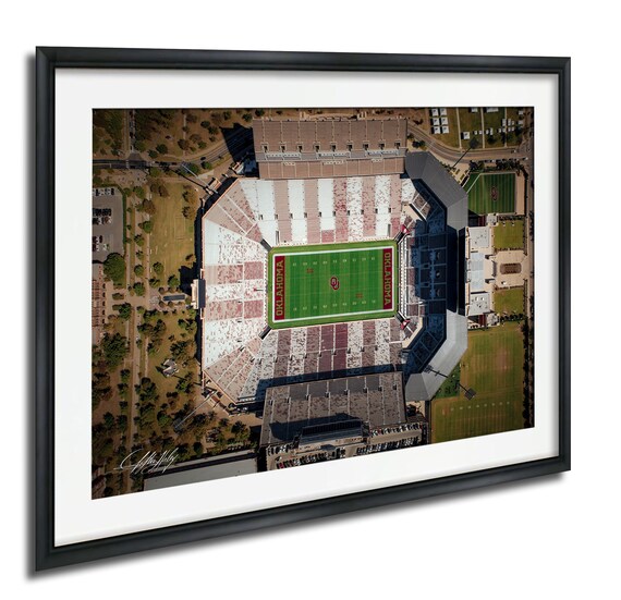 Oklahoma Sooners Memorial Stadium Aerial View Football Poster