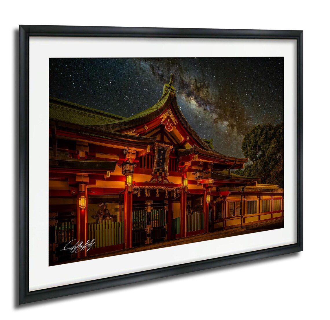 Hiejinja Shrine Night Lanterns Milky Way Stars Tokyo Photo Poster