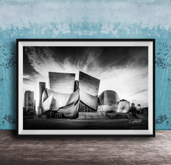 Walt Disney Concert Hall Black And White Architectural Poster