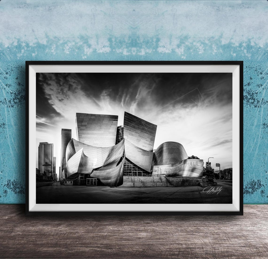 Walt Disney Concert Hall Black And White Architectural Poster