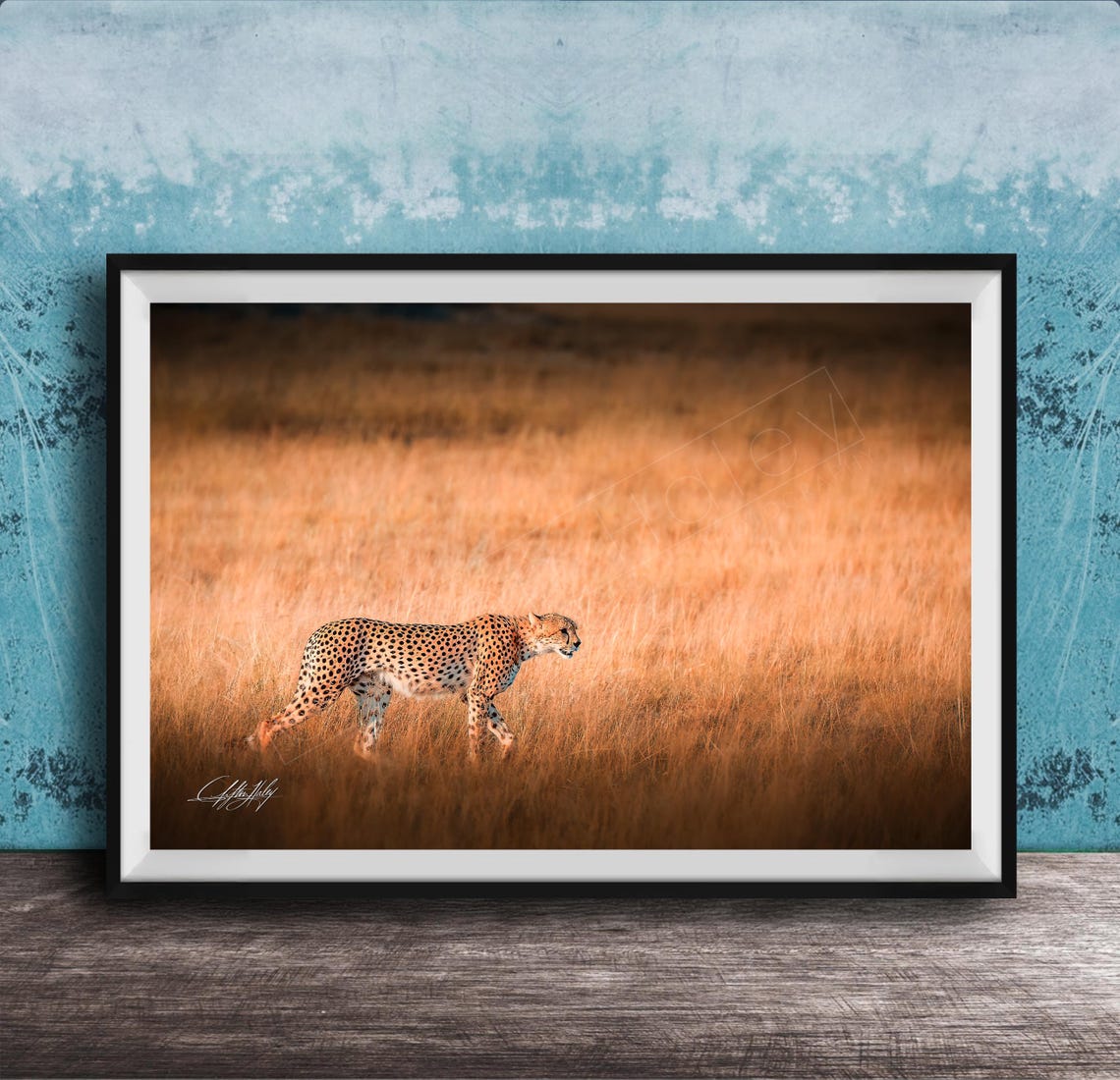 Maasai Cheetah Wall Art Bright Safari Animal Print Over Couch