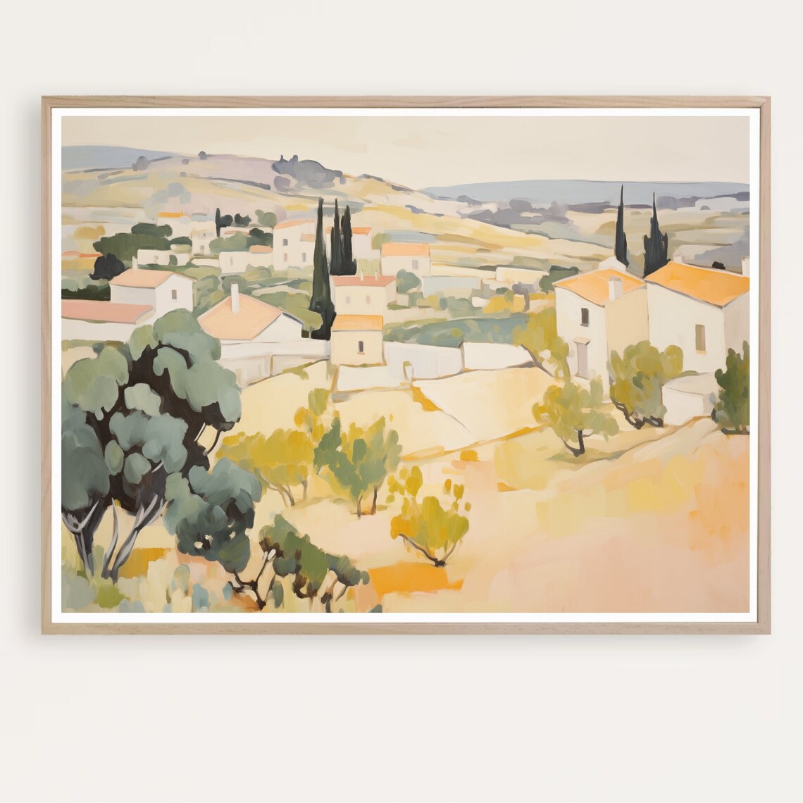 South Of France Village Watercolor Cypress Terracotta Roofs Poster