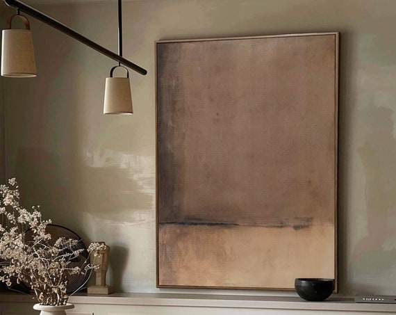 Beige Wabisabi Painting Beige Brown Abstract Painting Medieval Brown Oil Painting Beige Minimalist Wall Decor Brown Beige Wall Art