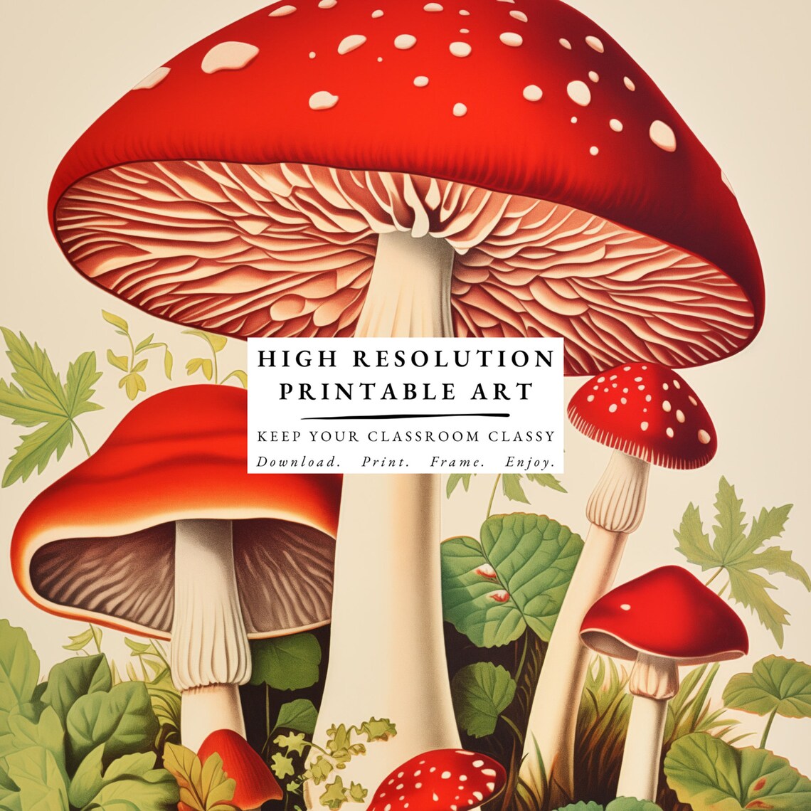 Retro Mushroom Print, Vintage Cottage Kitchen Art - Image 5