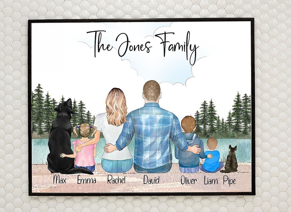 Personalized Couple Dog Print, Mom And Dad Gift